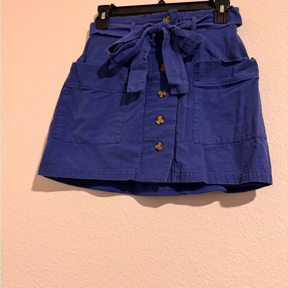 One Clothing Royal Blue Mini Skirt with Button Detail